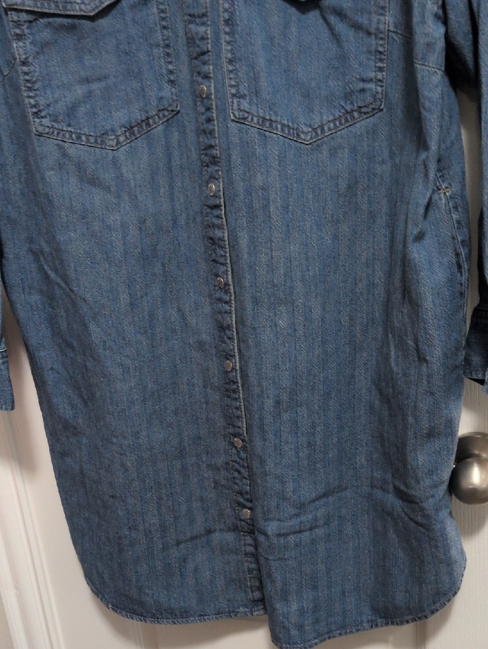 Denim Button Down Western style Shirt Dress - Picture 4 of 5